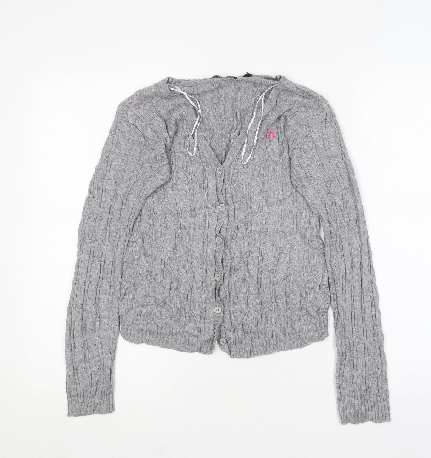 Brave Soul Womens Grey V-Neck  Viscose Cardigan Jumper Size XS