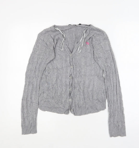 Brave Soul Womens Grey V-Neck  Viscose Cardigan Jumper Size XS