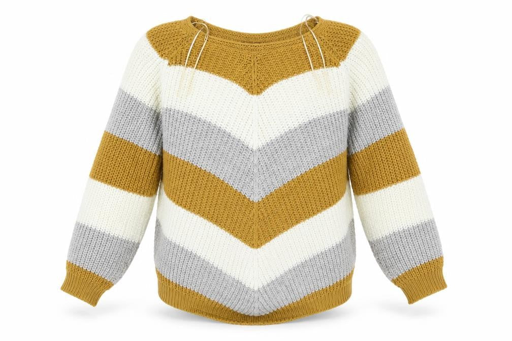 Quiz Womens Yellow Round Neck Striped Acrylic Pullover Jumper Size S