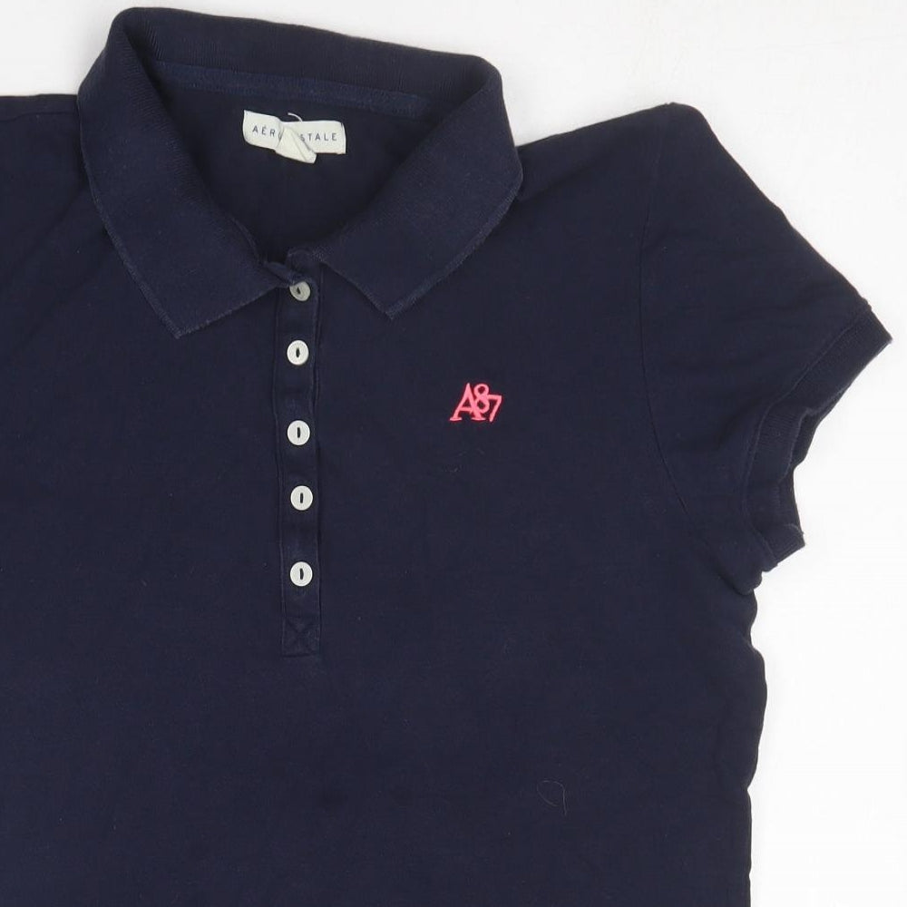 Aero Postale Boys Blue  Cotton Basic Polo Size L Collared
