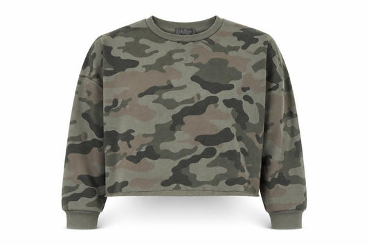 Primark Womens Green Camouflage Polyester Pullover Sweatshirt Size 12  Pullover - Cropped
