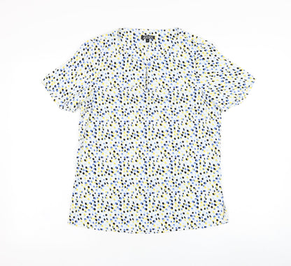 Vortex Womens White Geometric Polyester Basic Blouse Size 6 Round Neck