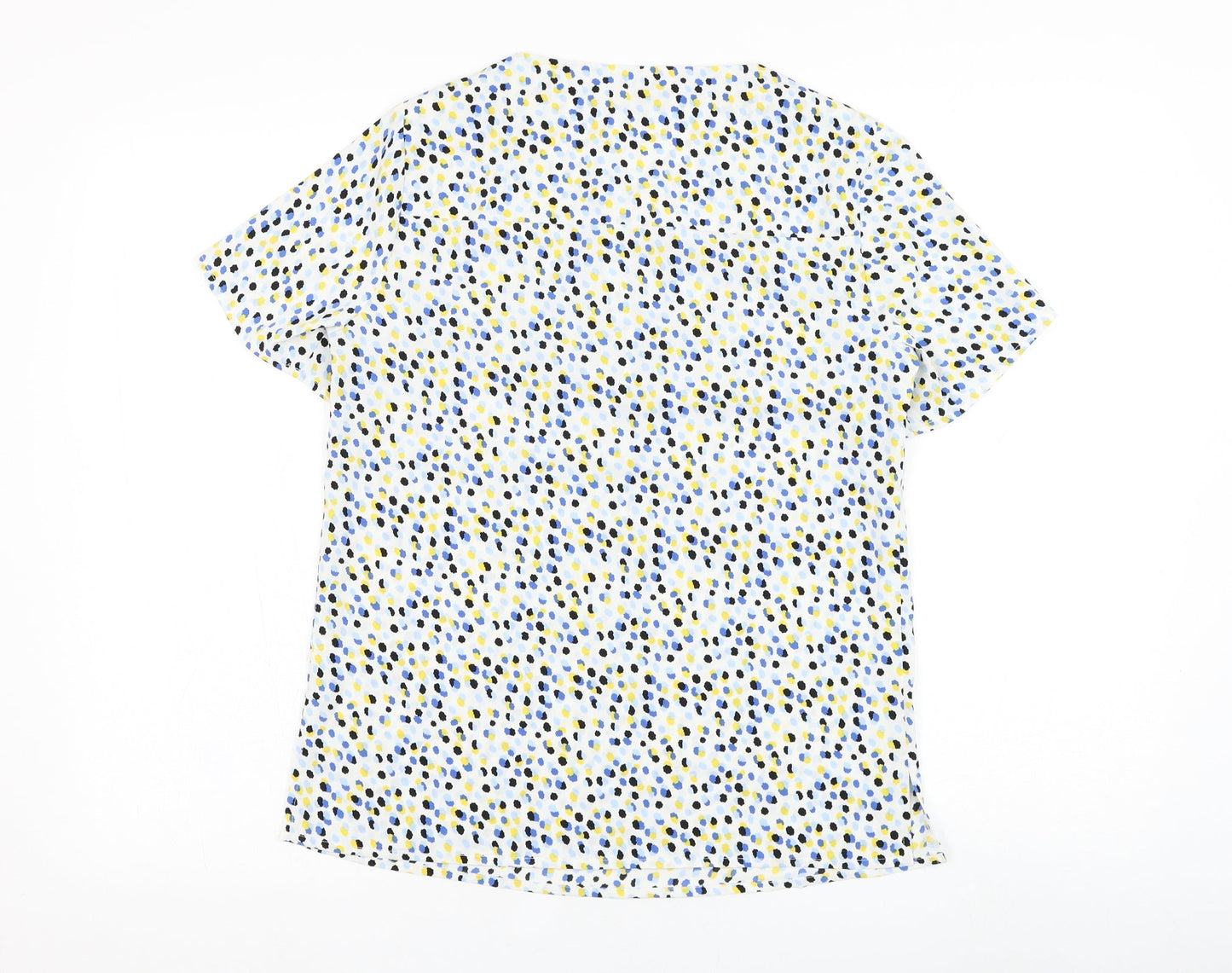 Vortex Womens White Geometric Polyester Basic Blouse Size 6 Round Neck