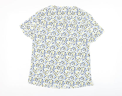 Vortex Womens White Geometric Polyester Basic Blouse Size 6 Round Neck