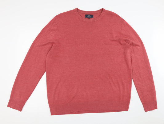 Atlantic Bay Mens Pink Crew Neck  Acrylic Pullover Jumper Size XL
