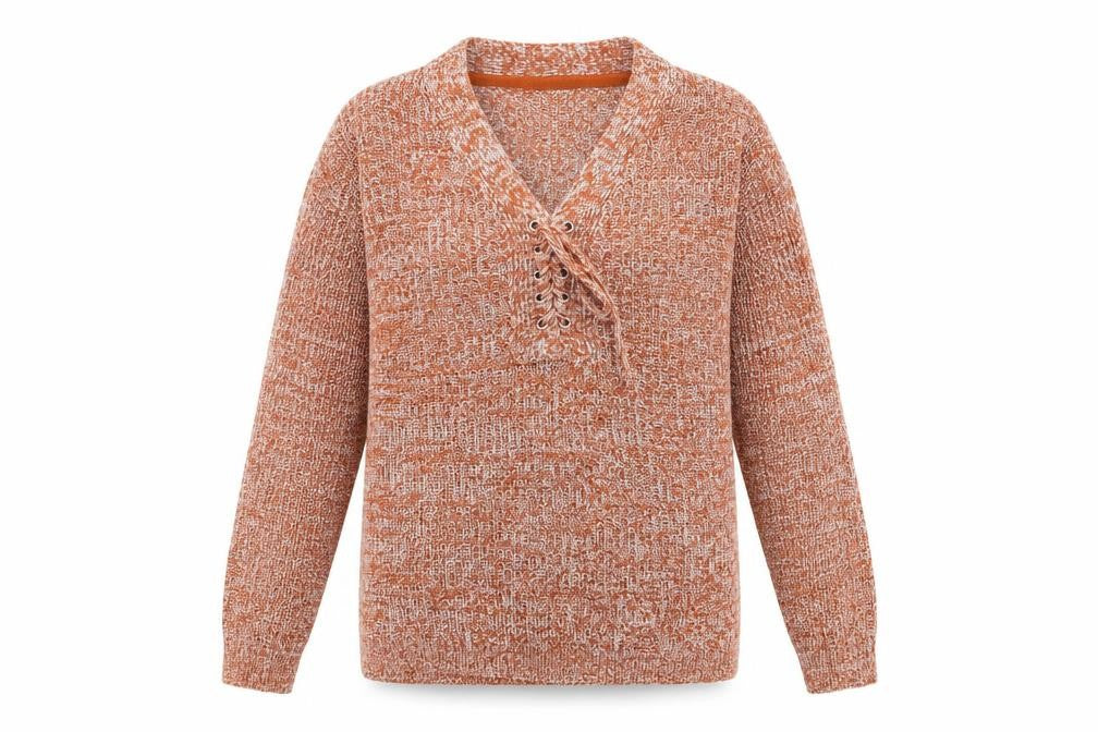Papaya Womens Orange V-Neck  Acrylic Pullover Jumper Size S