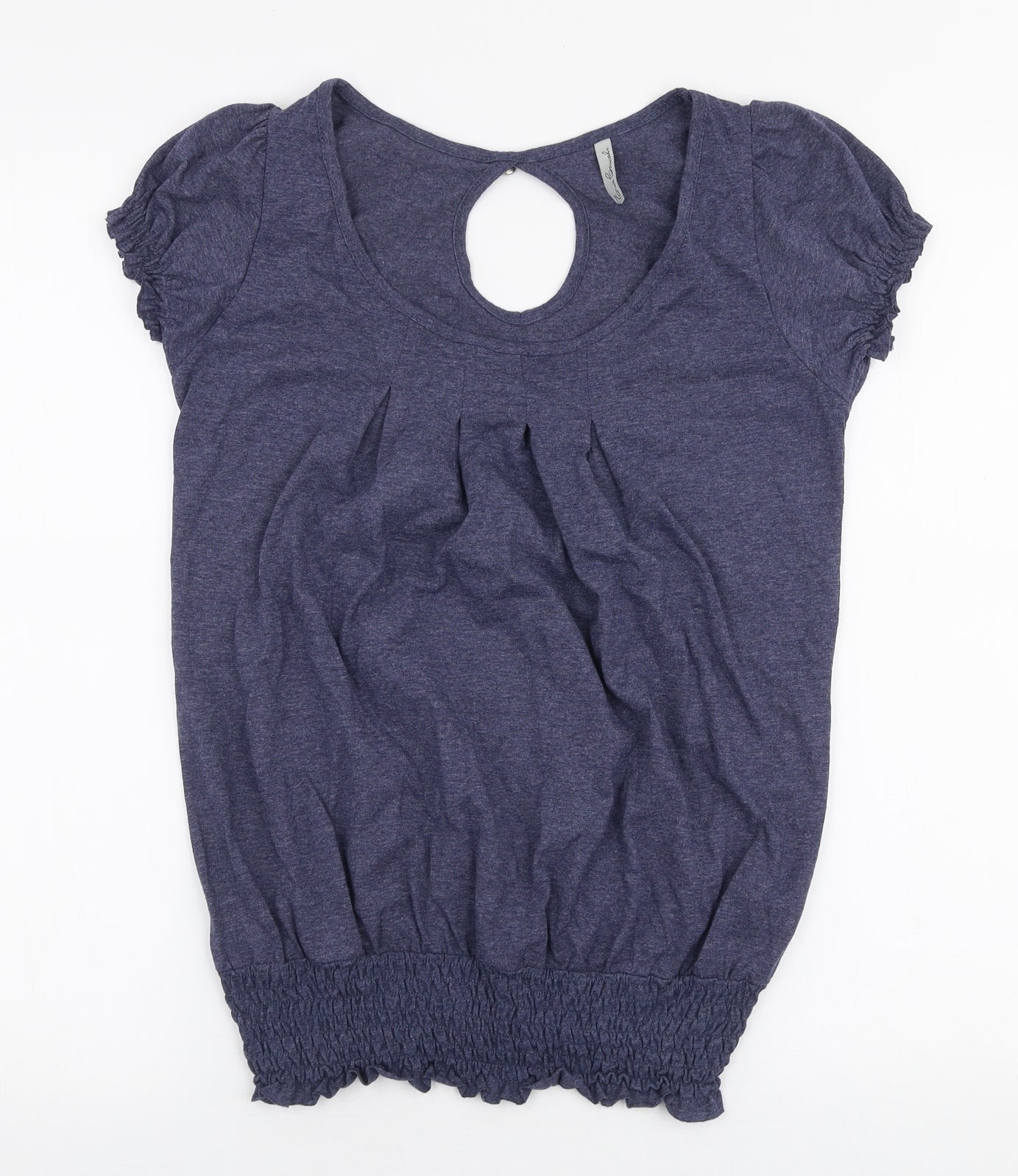 Evie Womens Blue  Cotton Jersey Blouse Size 10 Round Neck