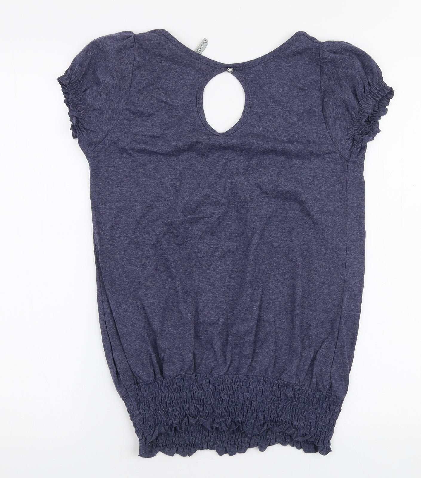 Evie Womens Blue  Cotton Jersey Blouse Size 10 Round Neck
