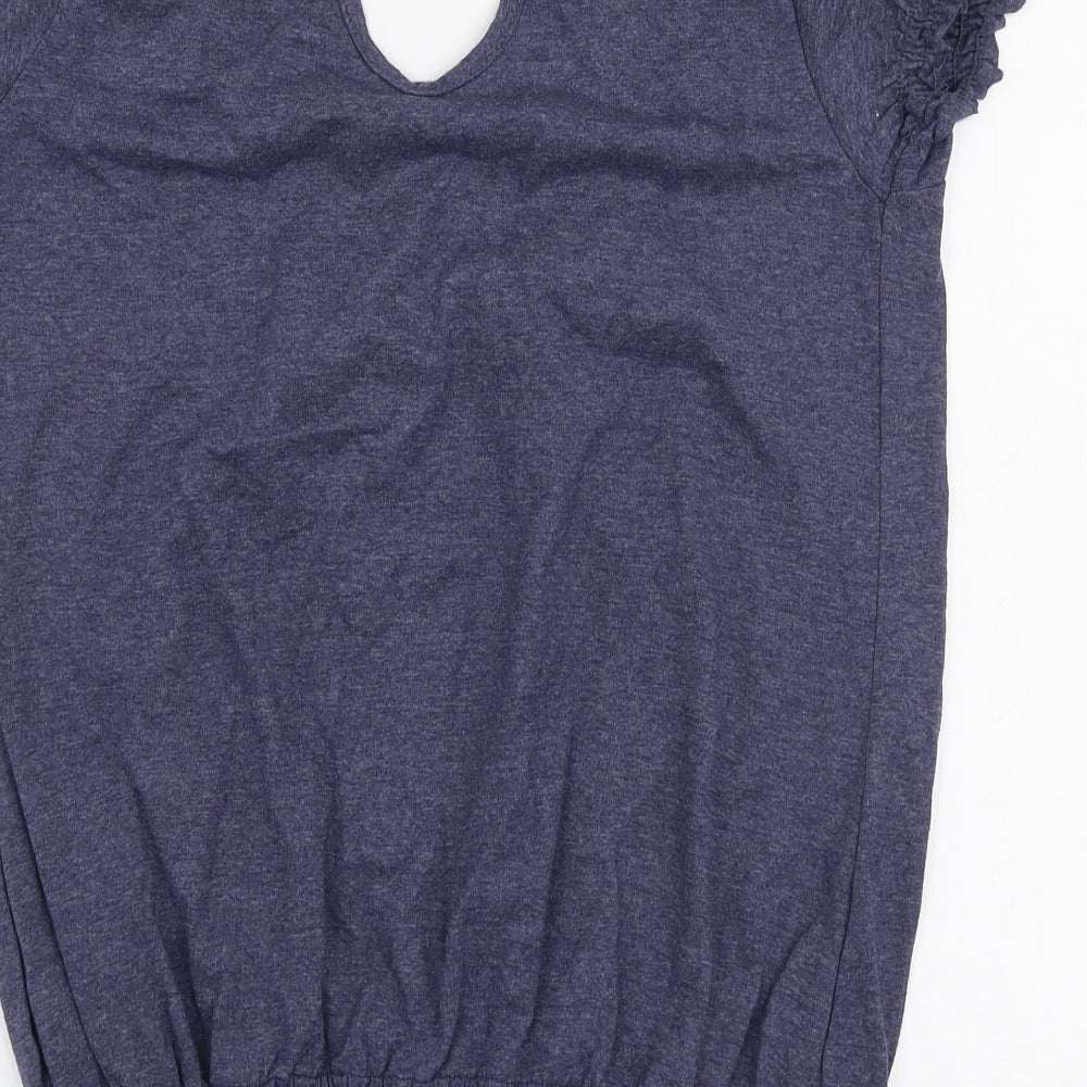Evie Womens Blue  Cotton Jersey Blouse Size 10 Round Neck