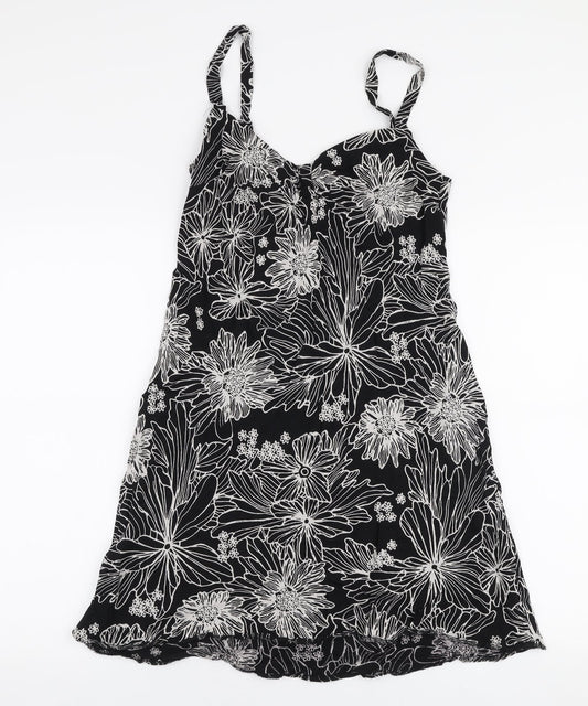 Riviera Womens Black Floral Viscose A-Line  Size 10  Sweetheart Pullover
