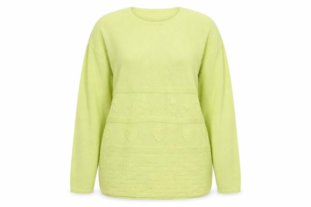 Oui Womens Yellow Round Neck  100% Cotton Pullover Jumper Size M