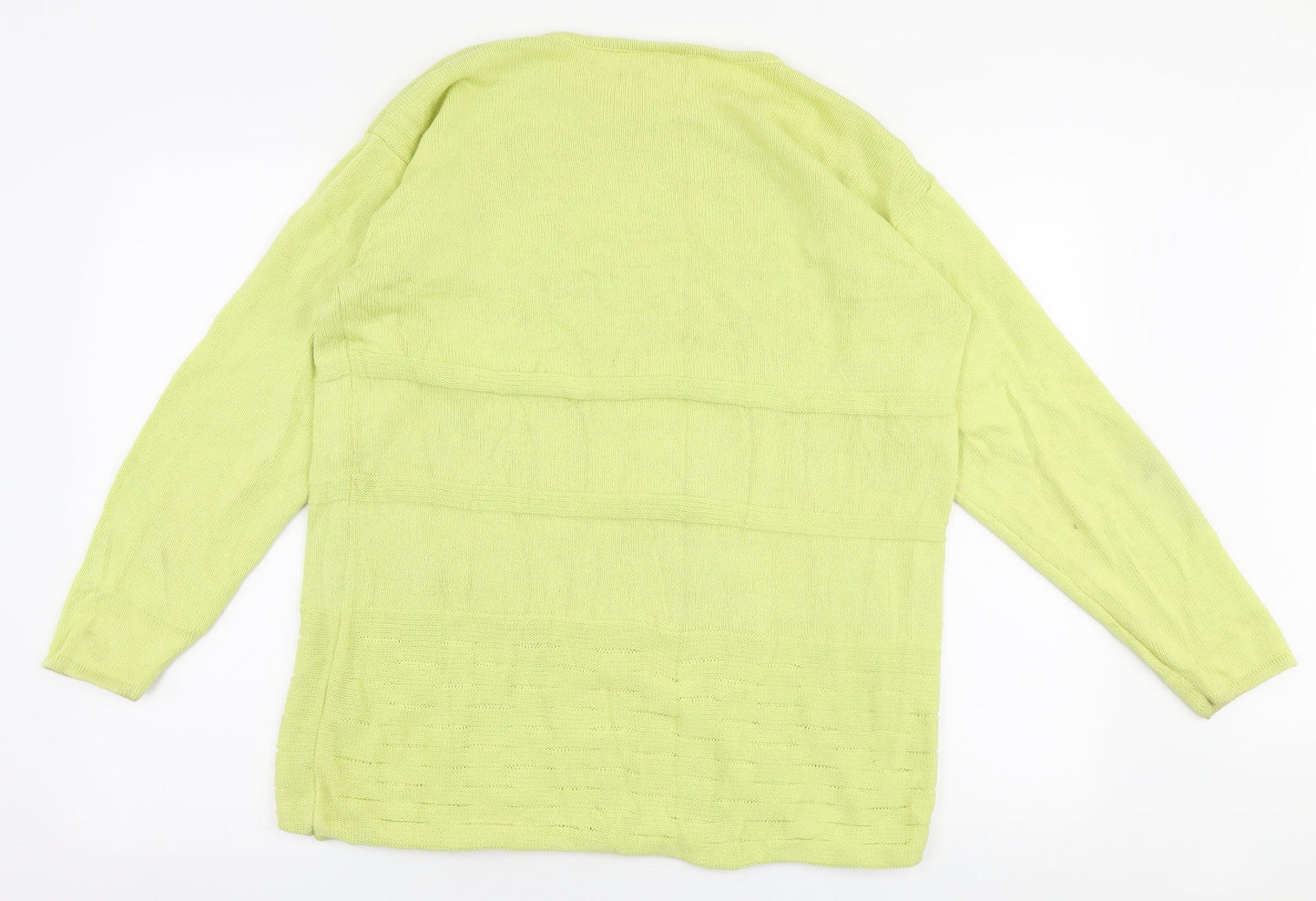 Oui Womens Yellow Round Neck  100% Cotton Pullover Jumper Size M