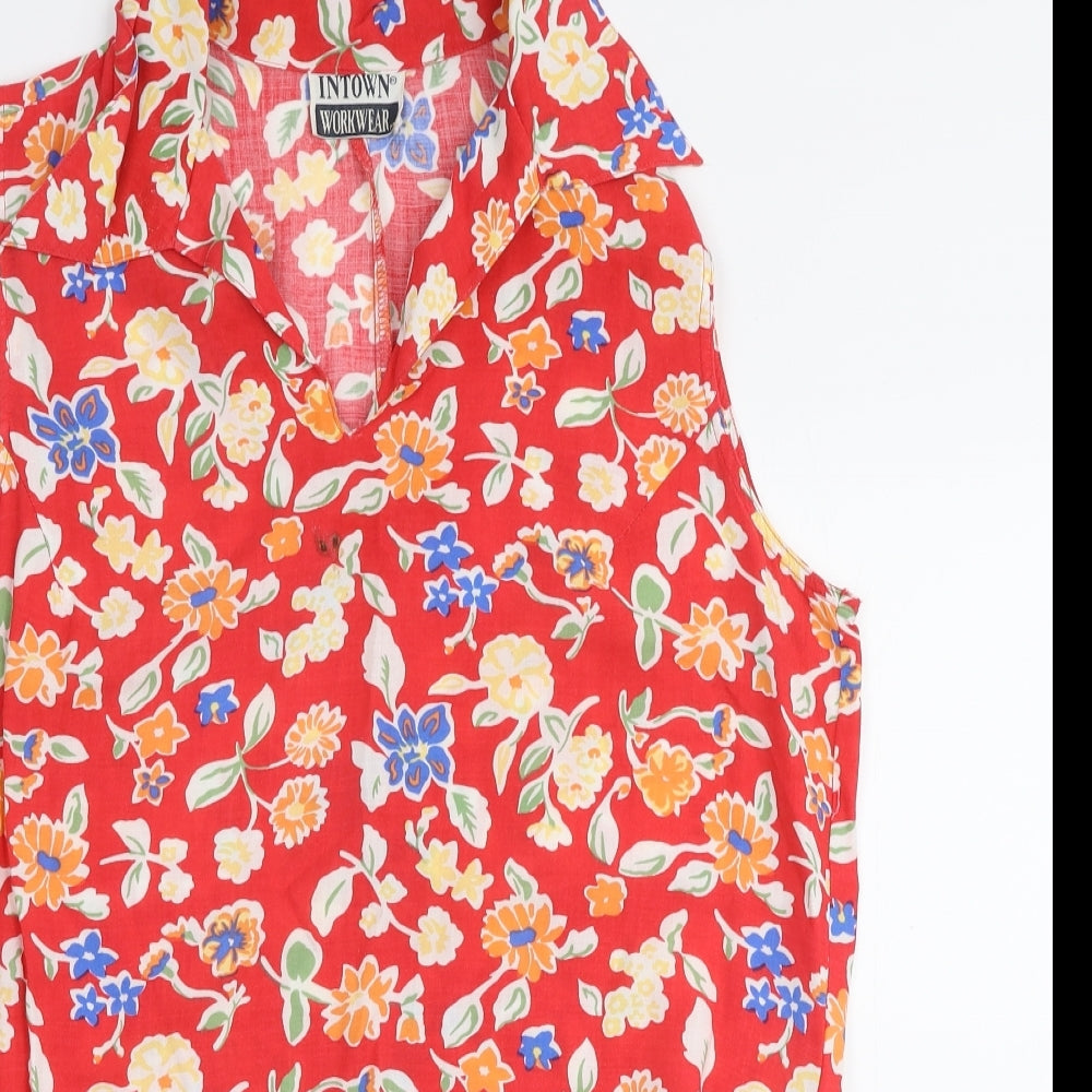 Intown Womens Multicoloured Floral Viscose Basic Blouse Size L Collared