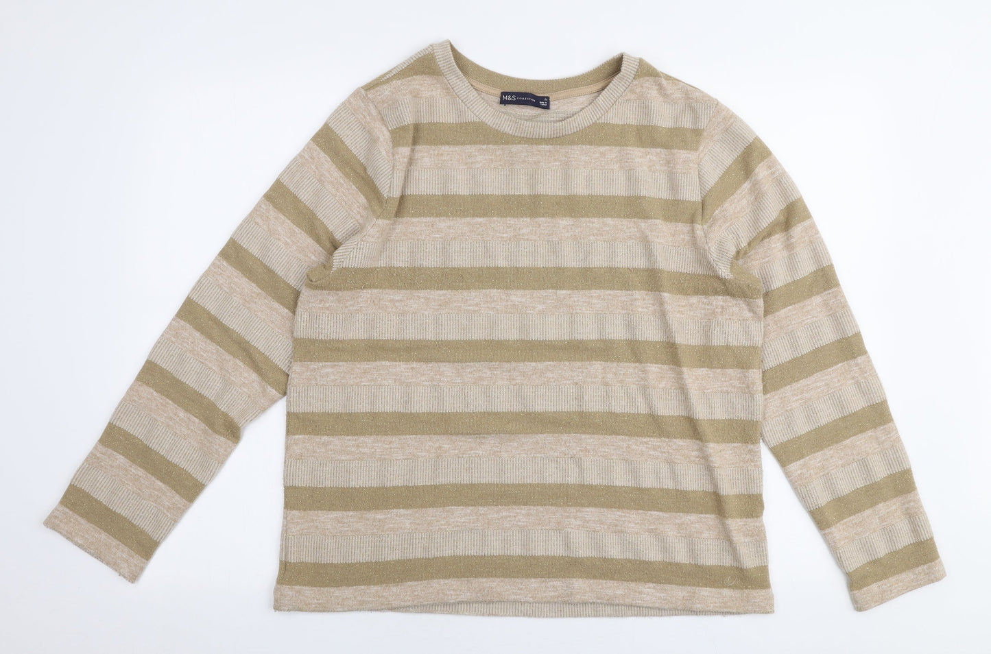 Marks and Spencer Womens Gold Round Neck  Polyester Pullover Jumper Size 18