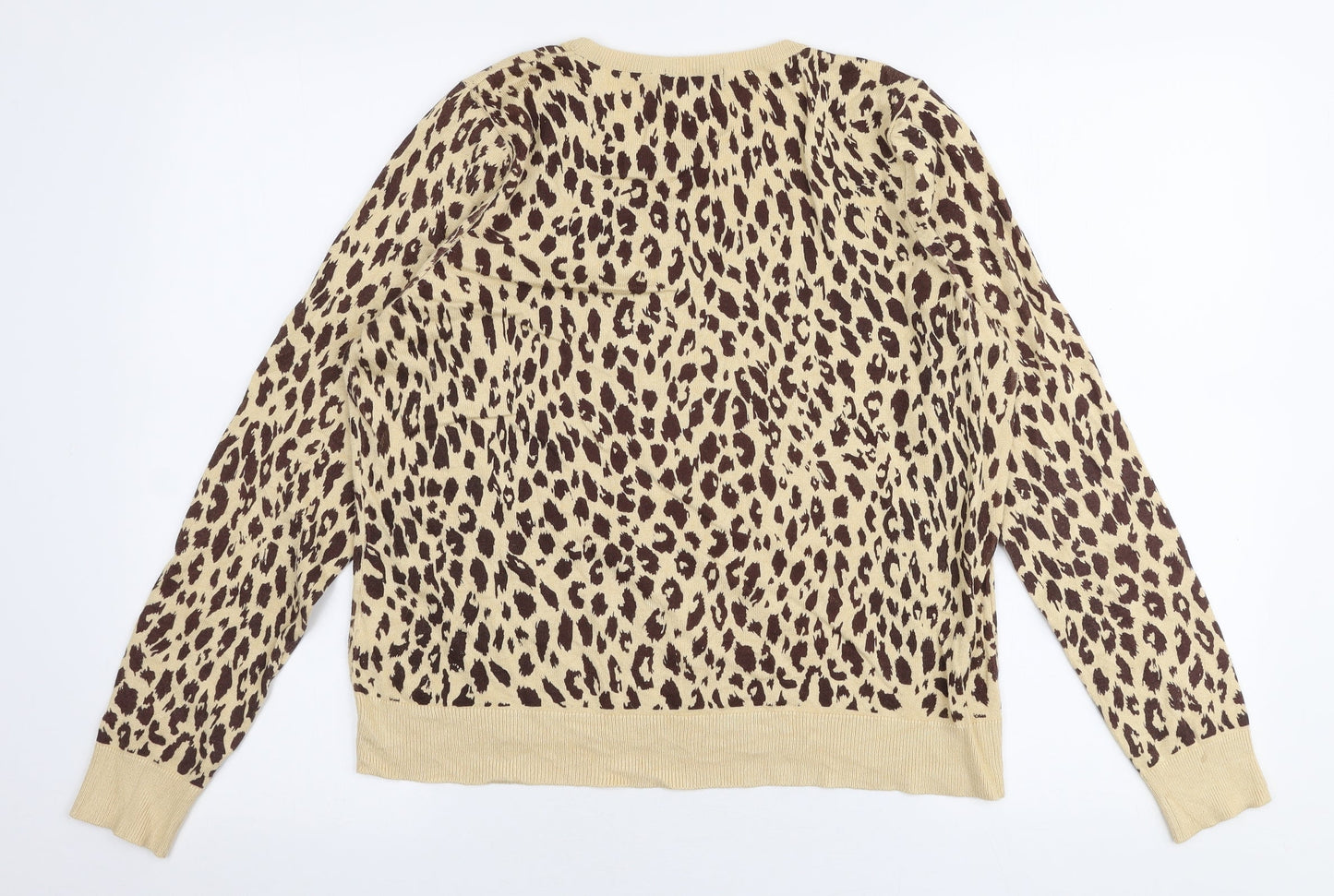 Therapy Womens Beige Round Neck Animal Print Viscose Pullover Jumper Size 10