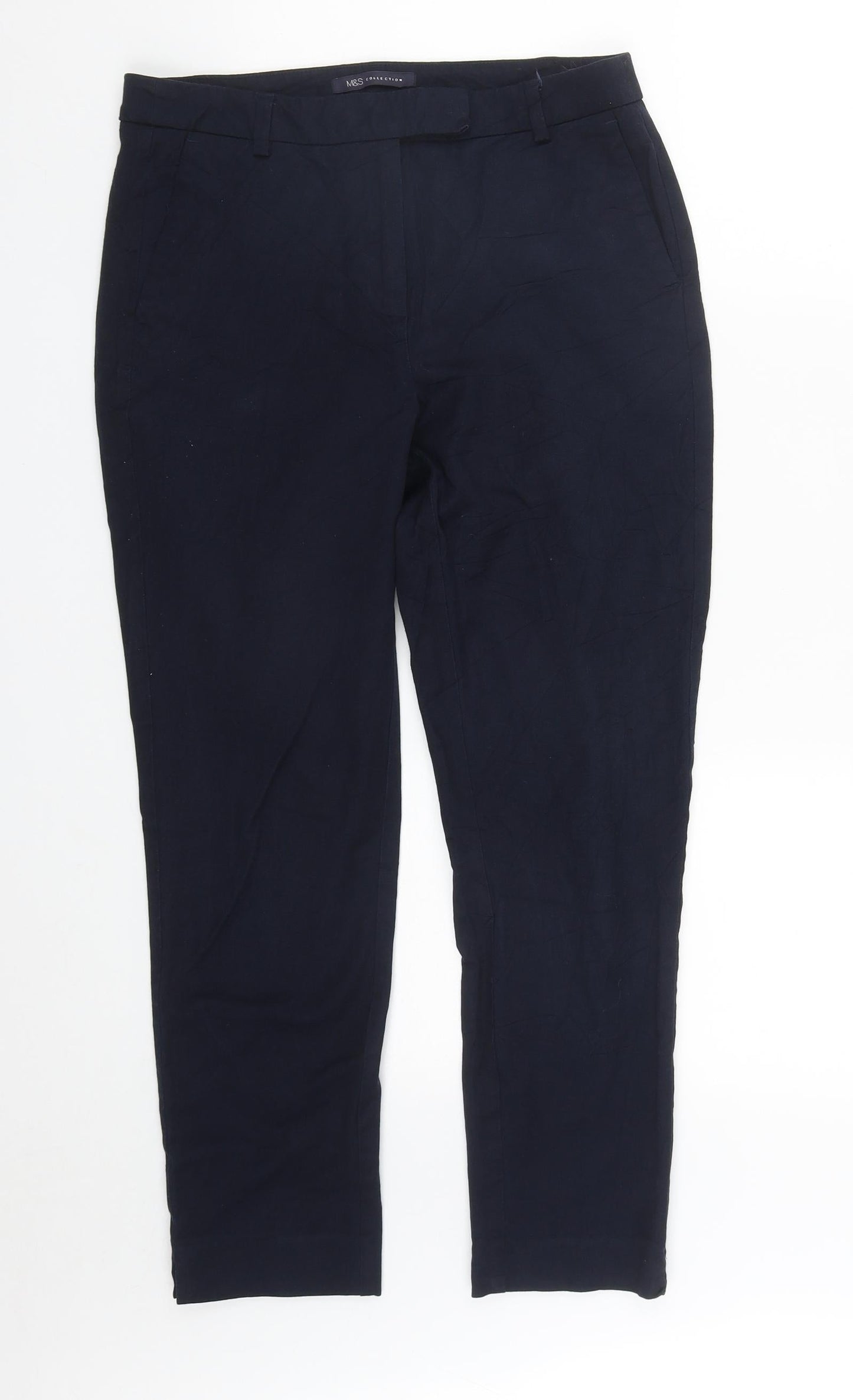 Marks and Spencer Womens Blue  Viscose Trousers  Size 10 L25 in Regular Zip
