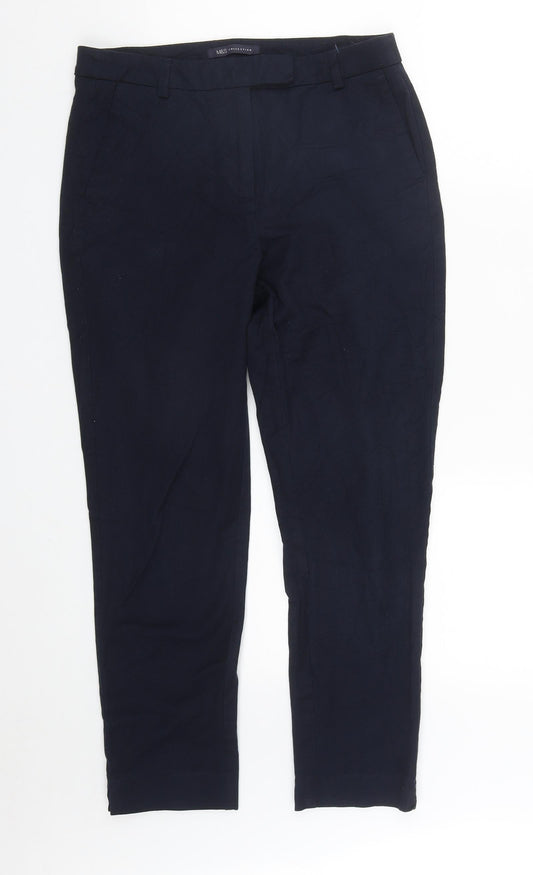 Marks and Spencer Womens Blue  Viscose Trousers  Size 10 L25 in Regular Zip