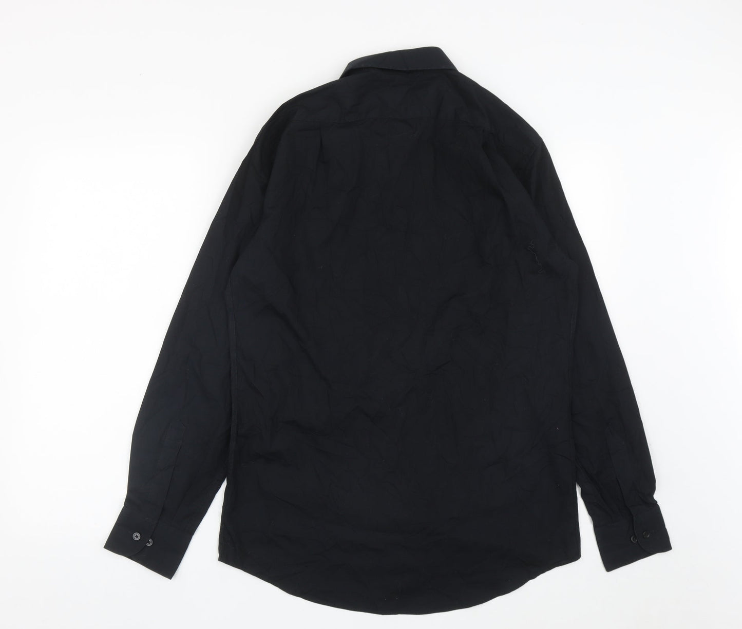 Marks and Spencer Mens Black  Cotton  Button-Up Size 15 Collared Button