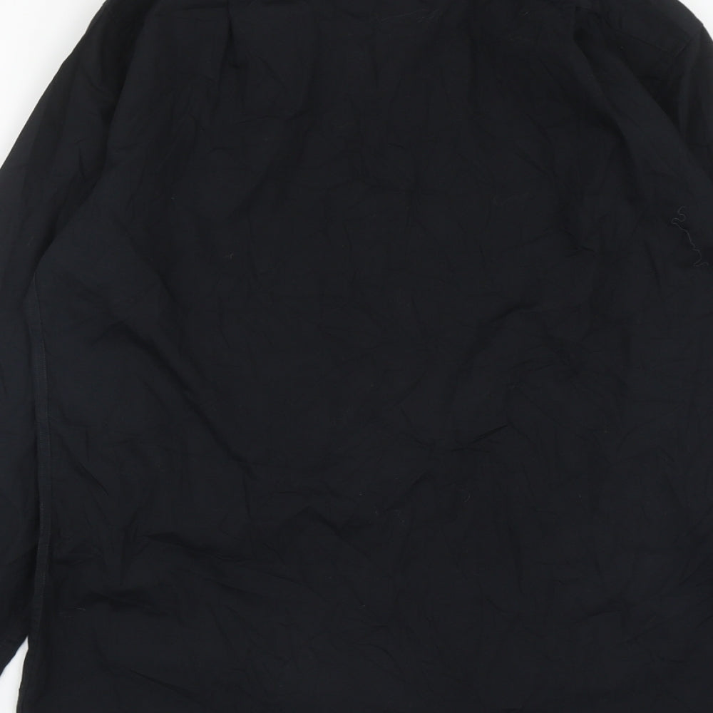 Marks and Spencer Mens Black  Cotton  Button-Up Size 15 Collared Button