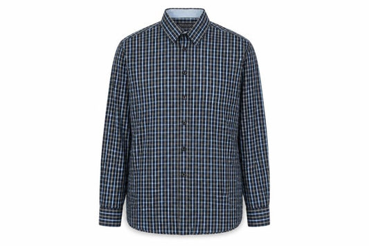Peter Gribby Mens Blue Plaid Cotton  Button-Up Size L Collared Button