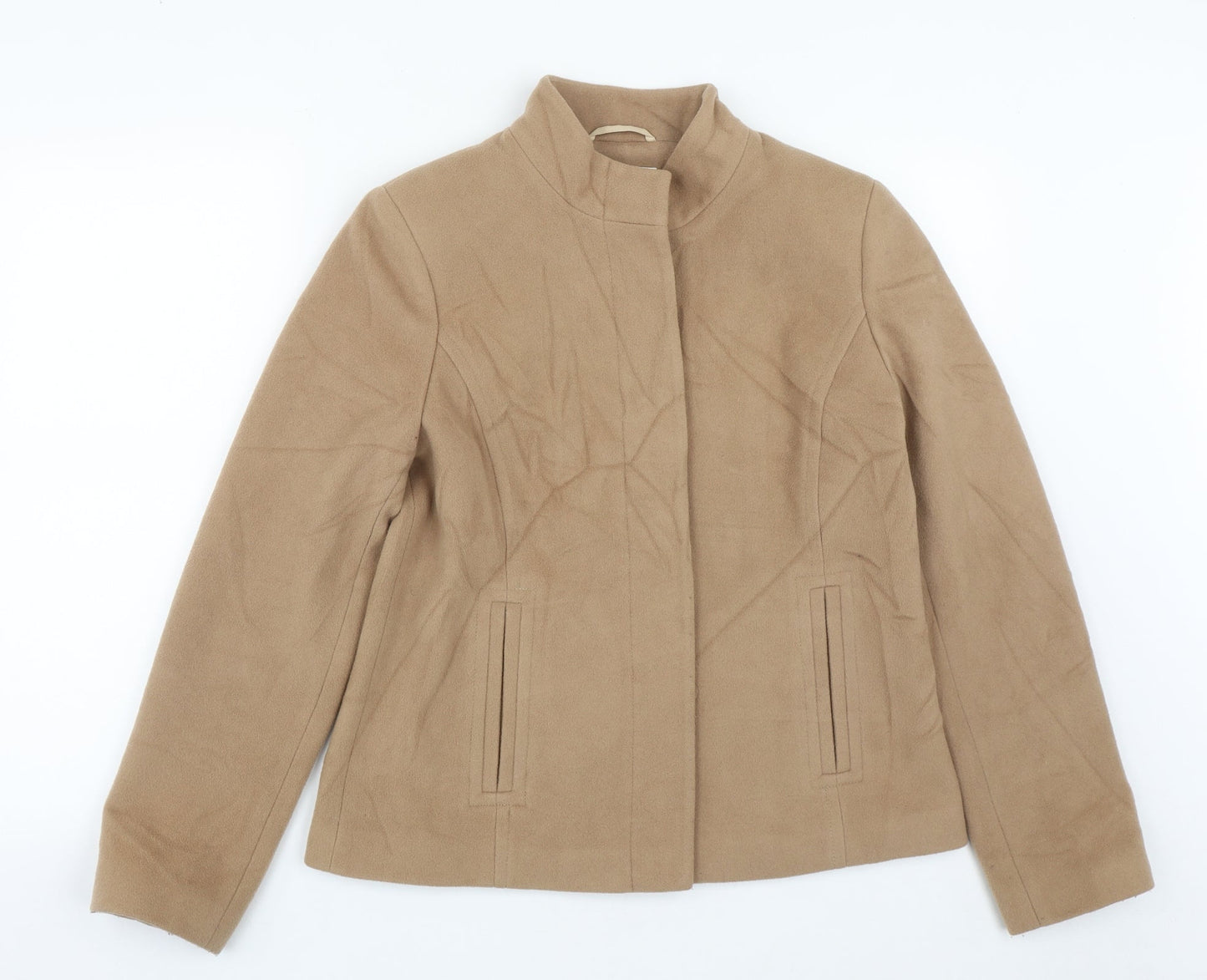 Marks & Spencer Womens Beige   Pea Coat Coat Size 14  Button