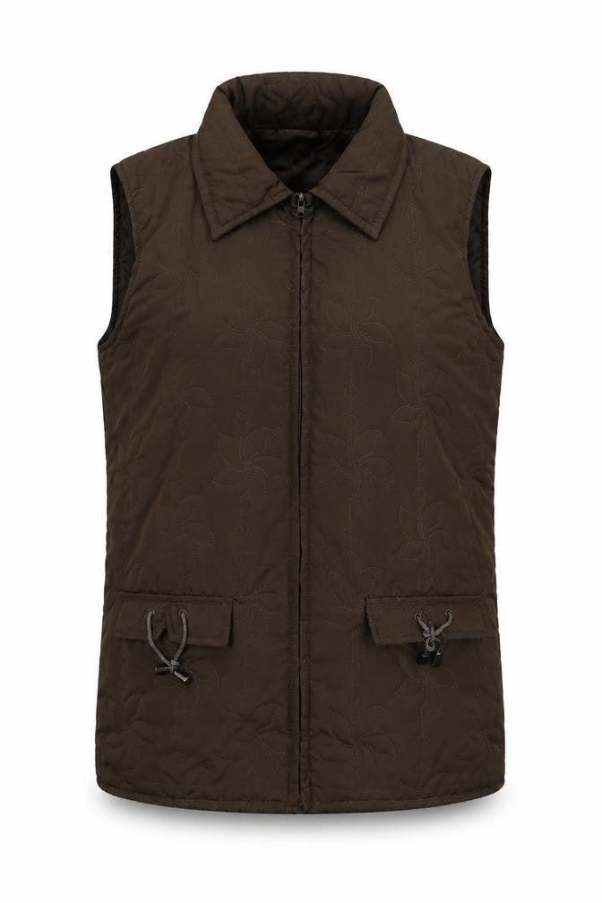 Neville Womens Brown Floral  Gilet Coat Size 10  Zip