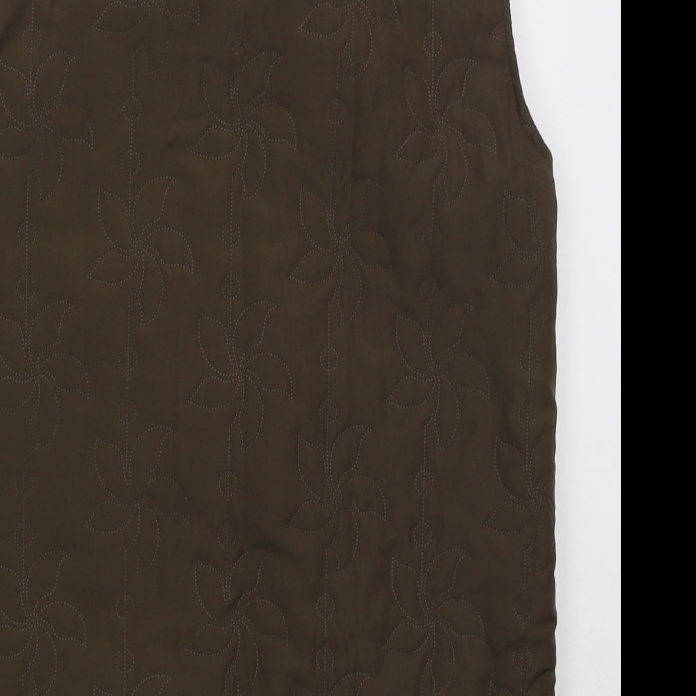 Neville Womens Brown Floral  Gilet Coat Size 10  Zip