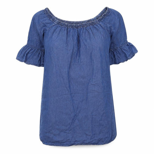 Denim Co Womens Blue  Lyocell Shirt Dress  Size 10  Off the Shoulder Pullover