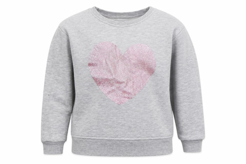 Primark Girls Grey  Cotton Pullover Sweatshirt Size 6-7 Years  Pullover - Heart