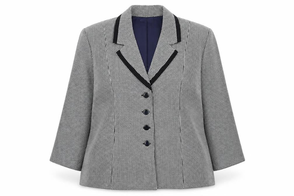 Prima Womens Blue Geometric Polyester Jacket Suit Jacket Size 20