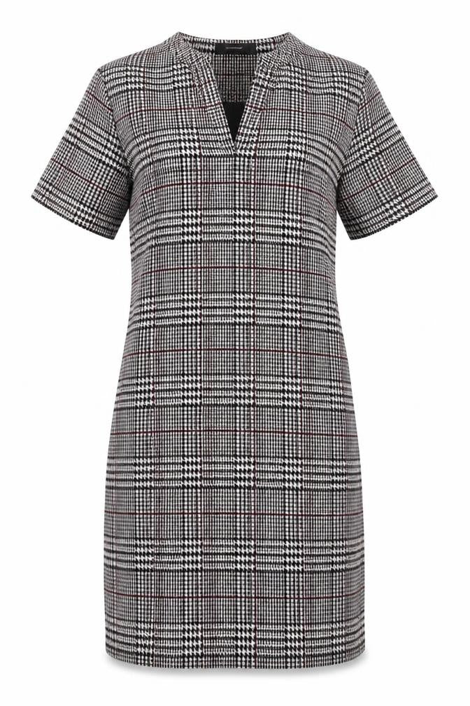 Soyaconcept Womens Grey Plaid Polyester Shift  Size S  V-Neck