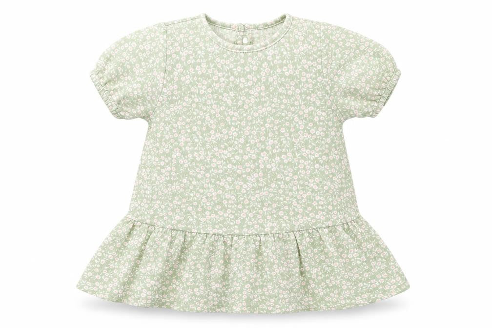 Primark Girls Green Floral Polyester A-Line  Size 2 Years  Crew Neck Pullover