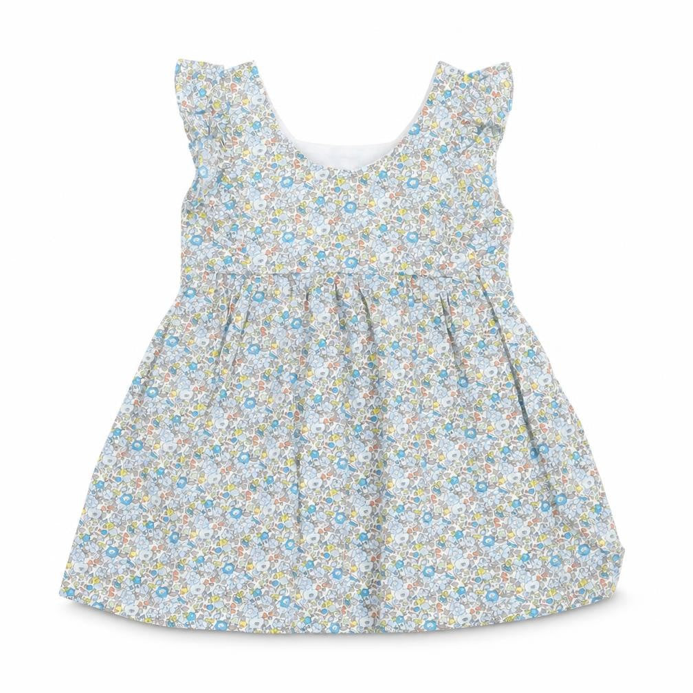 Preworn Girls Blue Floral Cotton A-Line  Size 2 Years  Crew Neck Pullover