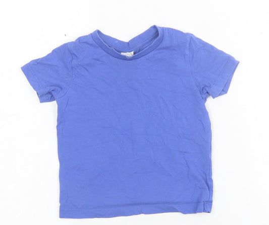 Preworn Boys Blue  Cotton Basic T-Shirt Size 2 Years Crew Neck Pullover