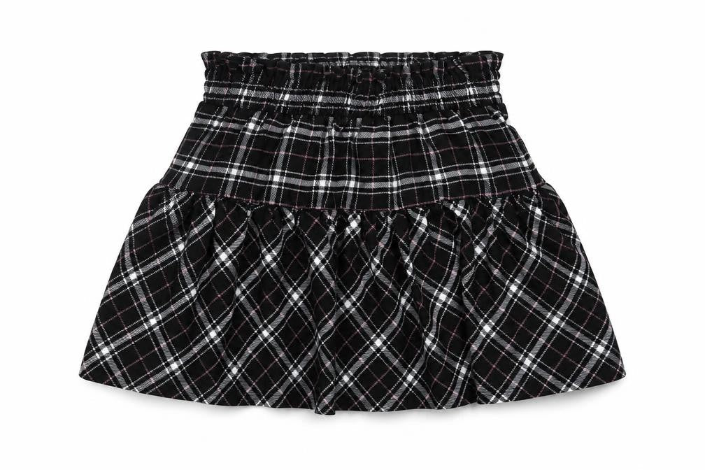 Dunnes Stores Girls Black Plaid Polyester Skater Skirt Size 3-4 Years  Regular Pull On