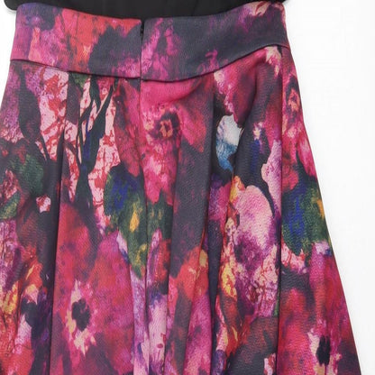 A.B.S Collection Womens Purple Floral Polyester Fit & Flare  Size S  Halter Button