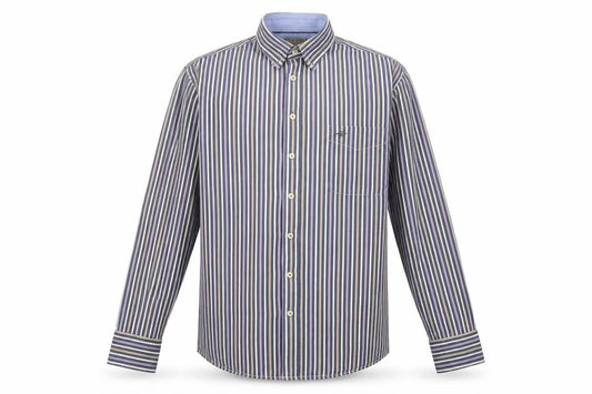 Baileys Mens Multicoloured Striped Cotton  Button-Up Size L Collared Button