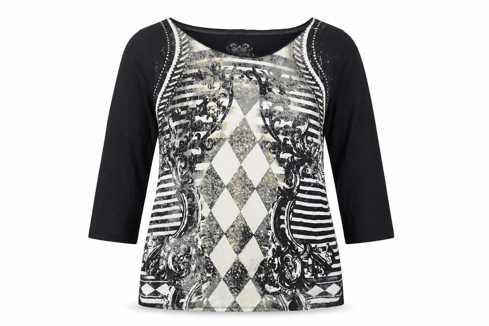 colsen Womens Multicoloured Geometric Polyester Basic T-Shirt Size 10 Crew Neck