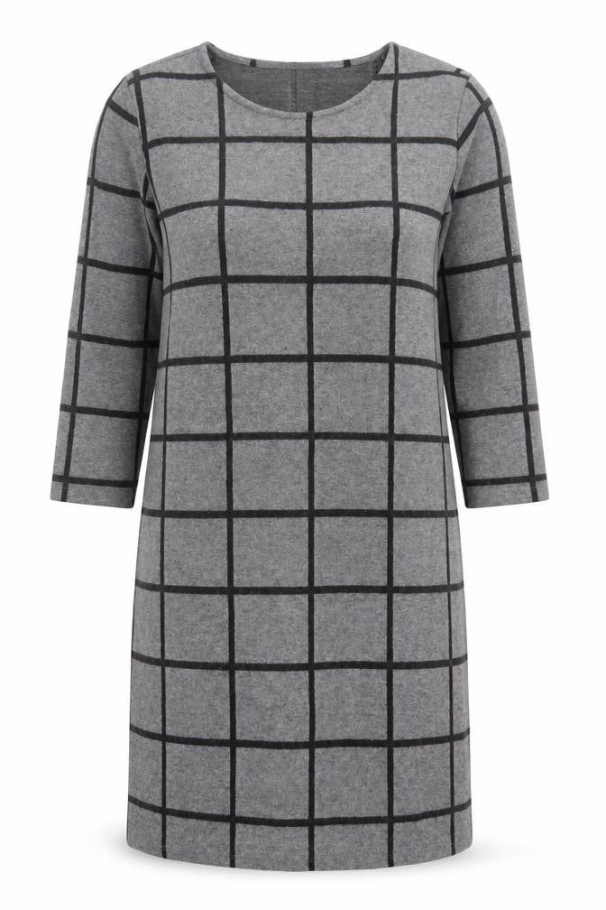 Marks & Spencer Womens Grey Check Polyester A-Line  Size 10  Crew Neck Pullover