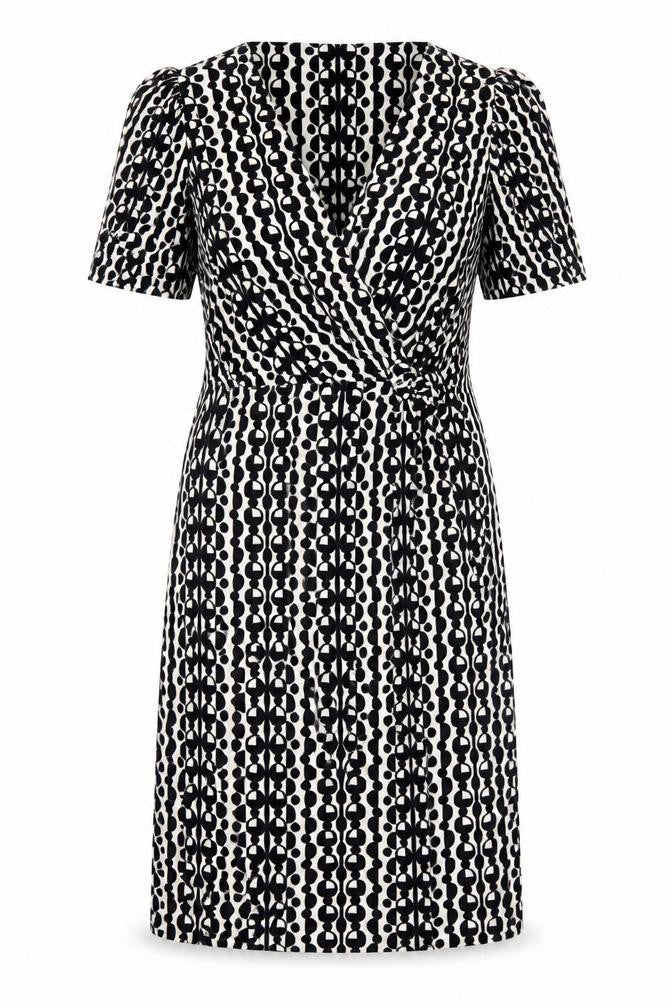 Marks & Spencer Womens Black Geometric Polyester A-Line  Size 10  Crew Neck Pullover