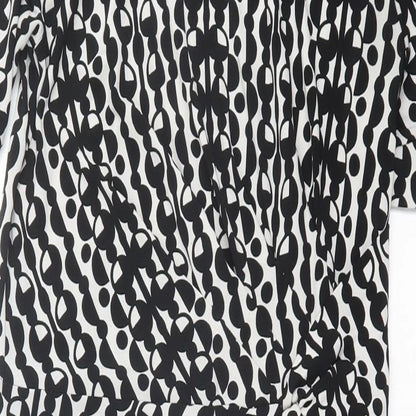 Marks & Spencer Womens Black Geometric Polyester A-Line  Size 10  Crew Neck Pullover