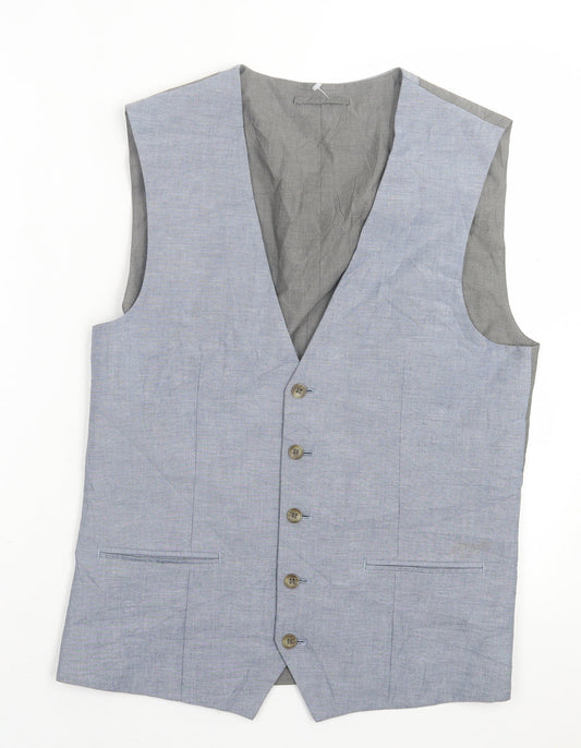 NEXT Mens Blue  Cotton Jacket Suit Waistcoat Size 38
