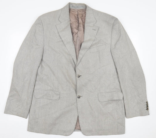 Greiff Mens Grey Plaid Polyester Jacket Suit Jacket Size 42