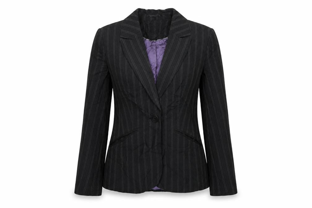 Slater Womens Grey Striped  Jacket Blazer Size 6  Button