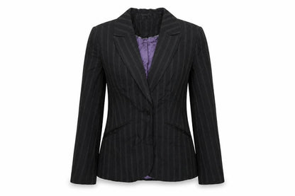 Slater Womens Grey Striped  Jacket Blazer Size 6  Button