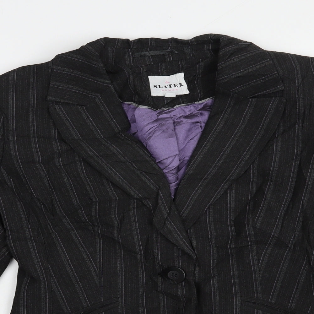 Slater Womens Grey Striped  Jacket Blazer Size 6  Button