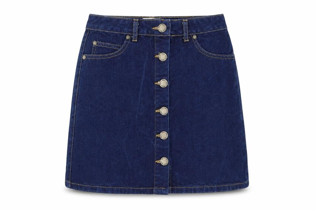 Miss Selfridge Womens Blue  Cotton Straight & Pencil Skirt Size 6   Button