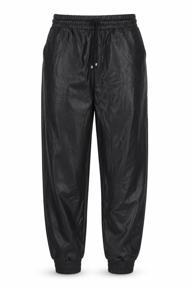 Eight Paris Womens Black  Polyurethane Trousers  Size S L25 in Regular Drawstring - Faux Leather