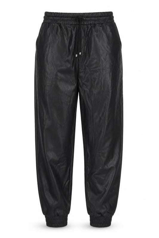 Eight Paris Womens Black  Polyurethane Trousers  Size S L25 in Regular Drawstring - Faux Leather