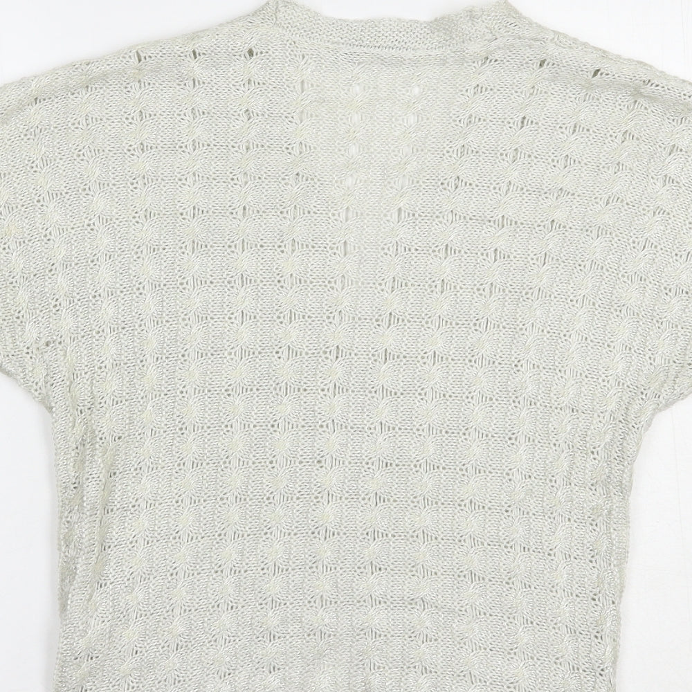 TU Womens Grey V-Neck  Acrylic Shrug Jumper Size M
